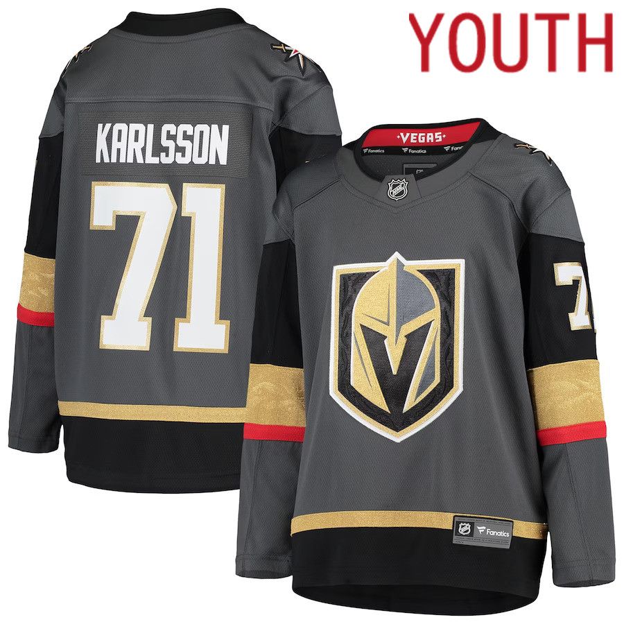 Youth Vegas Golden Knights 71 William Karlsson Fanatics Branded Gray Alternate Premier Breakaway Player NHL Jersey